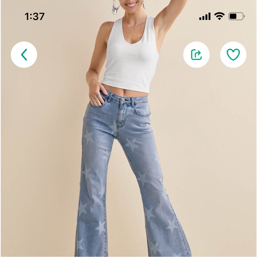 Boot barn flare jeans with white stars